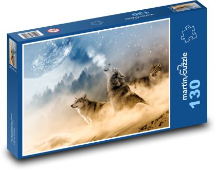 Wölfe heulen den Mond an - Puzzle - 130 Teile