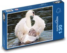 Labuť s mládětem Puzzle 130 dílků - 28,7 x 20 cm