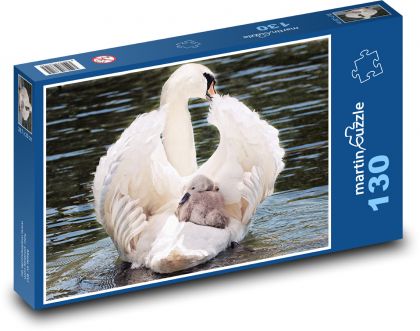 Labuť s mládětem - puzzle 130 dílků