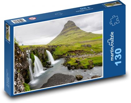 Vodopád - Kirkjufell, Island - Puzzle 130 dielikov, rozmer 28,7x20 cm 
