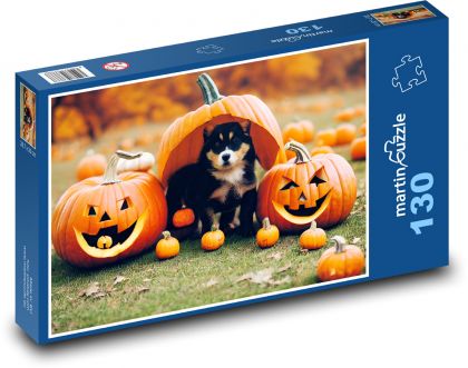 Halloween - puppy - Puzzle 130 pieces, size 28.7x20 cm 