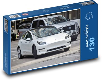 Tesla - elektromobil - Puzzle 130 dielikov, rozmer 28,7x20 cm 
