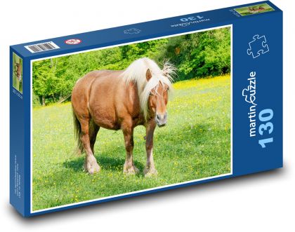 Kôň na pastvine - Puzzle 130 dielikov, rozmer 28,7x20 cm 