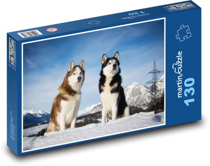 Sibírsky husky - pes - Puzzle 130 dielikov, rozmer 28,7x20 cm 