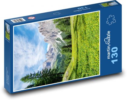 Alpy - květinová louka - puzzle 130 dílků