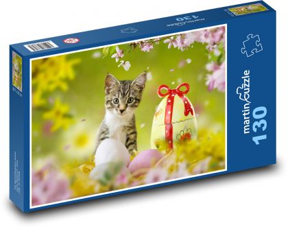Velikonoční vejce a kočka - puzzle 130 dílků