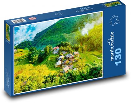 Vietnam - vidiek - Puzzle 130 dielikov, rozmer 28,7x20 cm 