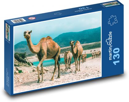 Wielbłądy - Oman - Puzzle 130 elementów, rozmiar 28,7x20 cm