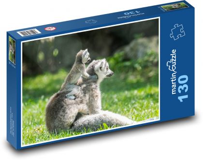 Lemur S mláďaťom - Puzzle 130 dielikov, rozmer 28,7x20 cm 