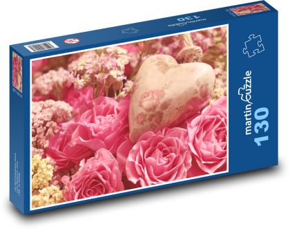 Rosen und Herzen - Puzzle - 130 Teile