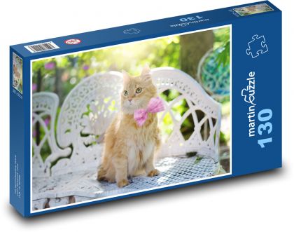 Mačka s mašľou - Puzzle 130 dielikov, rozmer 28,7x20 cm 