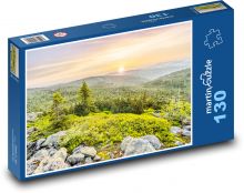 Bavorský les - východ slunce Puzzle 130 dílků - 28,7 x 20 cm
