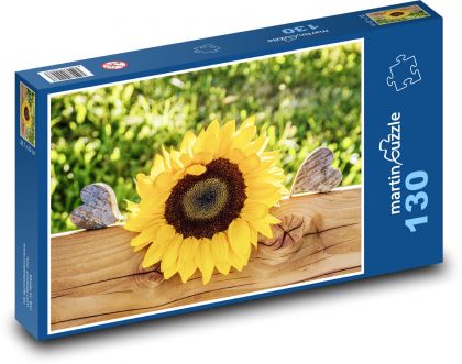 Słonecznik - Serce - Puzzle 130 elementów, rozmiar 28,7x20 cm