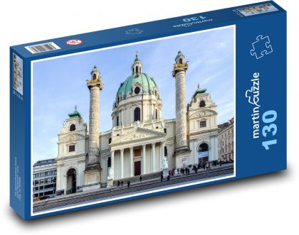 Kostol sv. Karola Boromejského - Viedeň - Puzzle 130 dielikov, rozmer 28,7x20 cm 