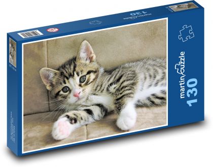 Mačiatko - mourek - Puzzle 130 dielikov, rozmer 28,7x20 cm 