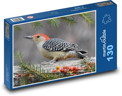 Dzięcioł - ptak - Puzzle 130 elementów, rozmiar 28,7x20 cm