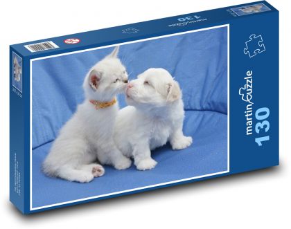 Pes - mačka - Puzzle 130 dielikov, rozmer 28,7x20 cm 