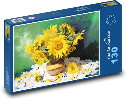 Słonecznik - bukiet - Puzzle 130 elementów, rozmiar 28,7x20 cm