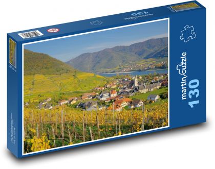 Vinohrady - obec, rieka - Puzzle 130 dielikov, rozmer 28,7x20 cm 