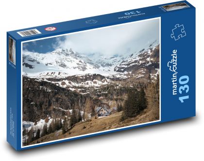 Hory - příroda, stavení - puzzle 130 dílků