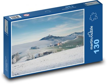 Krajobraz zimowy - góry - Puzzle 130 elementów, rozmiar 28,7x20 cm