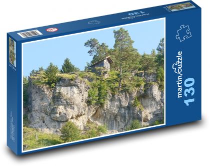 Chata - les, skála - puzzle 130 dílků
