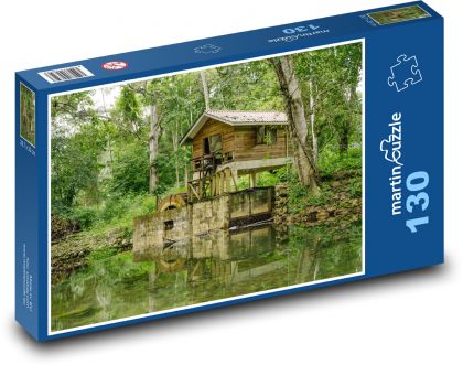 Vodný mlyn v lese - Puzzle 130 dielikov, rozmer 28,7x20 cm 