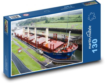 Nákladná loď - Panamský prieplav - Puzzle 130 dielikov, rozmer 28,7x20 cm 