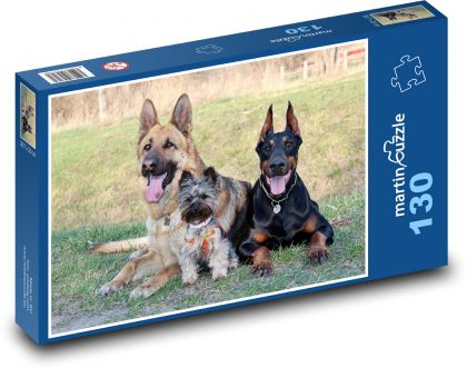 Dobermann, Yorkshire Terrier, Deutscher Schäferhund - Puzzle - 130 Teile