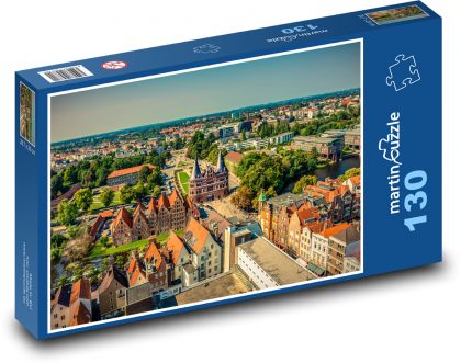 Lübeck - Holštýnské brány, Německo - Puzzle 130 dílků, rozměr 28,7x20 cm
