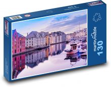 Norsko - přístav Puzzle 130 dílků - 28,7 x 20 cm