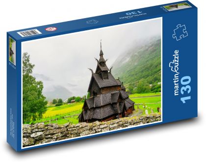 Norsko - historický kostel - puzzle 130 dílků