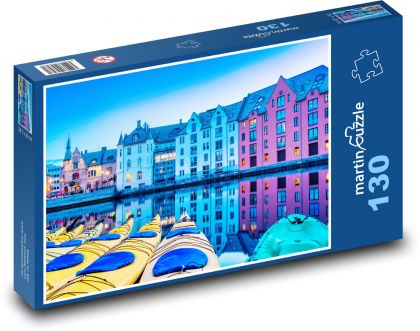 Norwegen - Hafen, Kanu - Puzzle - 130 Teile
