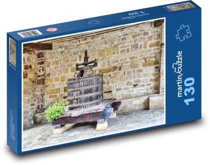 Rustikální lis na víno - Puzzle 130 dílků, rozměr 28,7x20 cm