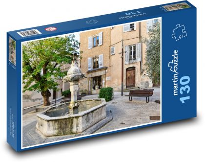Miasto - fontanna - Puzzle 130 elementów, rozmiar 28,7x20 cm