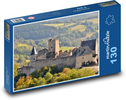 Luxembursko - hrad Bourscheid - Puzzle 130 dielikov, rozmer 28,7x20 cm 
