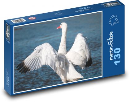 Łabędź nad jeziorem - Puzzle 130 elementów, rozmiar 28,7x20 cm