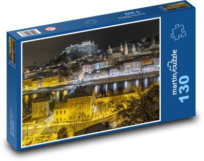 Nocny Salzburg - Puzzle 130 elementów, rozmiar 28,7x20 cm