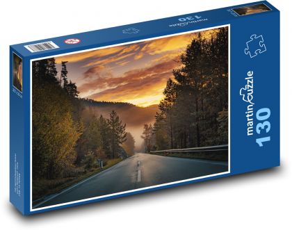 Silnice - západ slunce - Puzzle 130 dílků, rozměr 28,7x20 cm