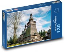 Dřevěný kostel Puzzle 130 dílků - 28,7 x 20 cm