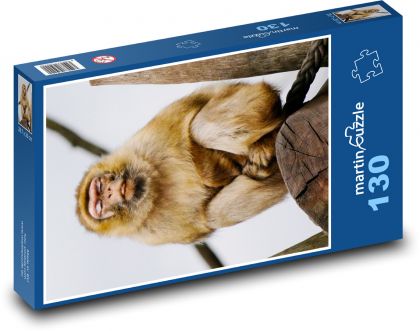 Małpa - makak - Puzzle 130 elementów, rozmiar 28,7x20 cm