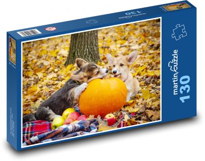 Corgi psi - šteniatka - Puzzle 130 dielikov, rozmer 28,7x20 cm 