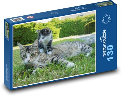 Junge Katze mit Mama - Puzzle - 130 Teile