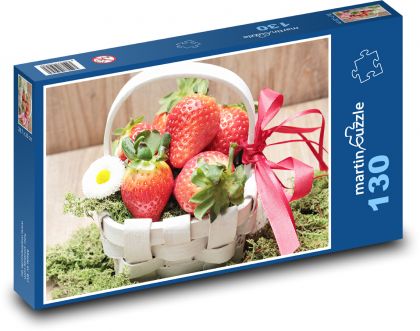 Košík s jahodami - Puzzle 130 dílků, rozměr 28,7x20 cm