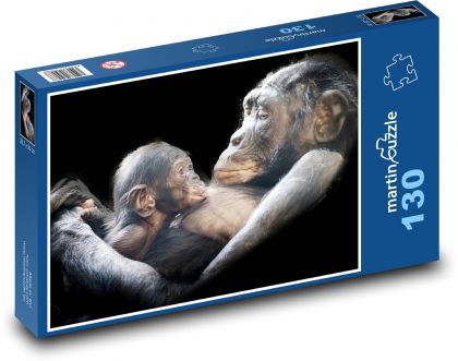 Szympans - mama i dziecko - Puzzle 130 elementów, rozmiar 28,7x20 cm