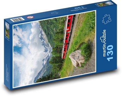 Pociąg w górach - Szwajcaria - Puzzle 130 elementów, rozmiar 28,7x20 cm