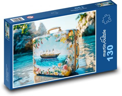 Suitcase with boat - Puzzle 130 pieces, size 28.7x20 cm 
