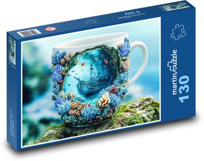 Jug - ship, underwater world - Puzzle 130 pieces, size 28.7x20 cm 