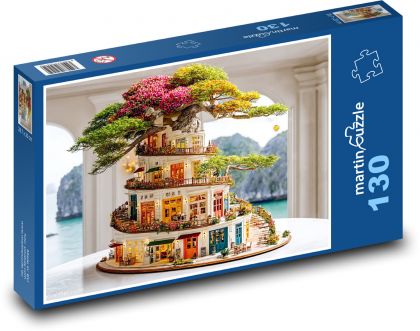 Miniaturhaus - Bonsai-Baum - Puzzle - 130 Teile