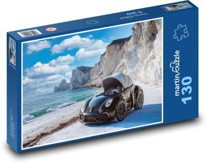 Futurystyczny samochód na plaży - Puzzle 130 elementów, rozmiar 28,7x20 cm